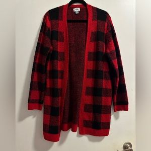 Buffalo plaid long sweater